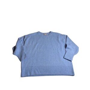 J.Crew Womens M Oversized Crewneck Sweater BM202 Blue Wool Blend Relaxed Fit